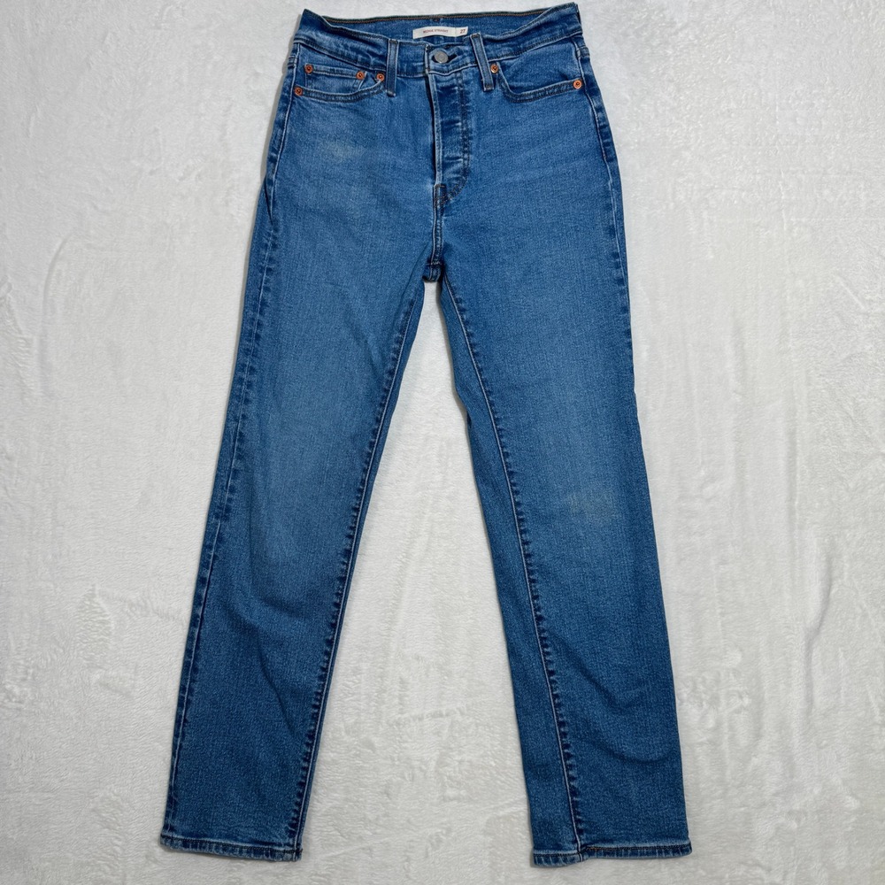 Levis Jeans Womens 27 Blue Wedgie Straight High Rise Button Fly